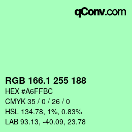 カラーコード: RGB 166.1 255 188 | qconv.com