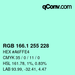 カラーコード: RGB 166.1 255 228 | qconv.com