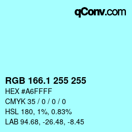 Color code: RGB 166.1 255 255 | qconv.com