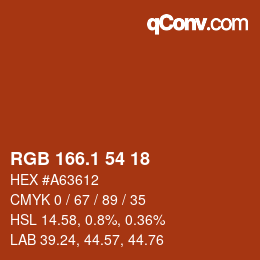 カラーコード: RGB 166.1 54 18 | qconv.com