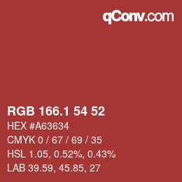 カラーコード: RGB 166.1 54 52 | qconv.com