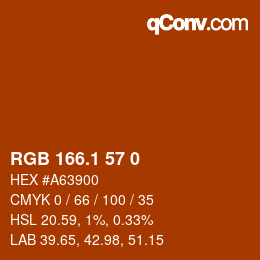 カラーコード: RGB 166.1 57 0 | qconv.com