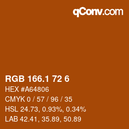 カラーコード: RGB 166.1 72 6 | qconv.com