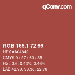 カラーコード: RGB 166.1 72 66 | qconv.com