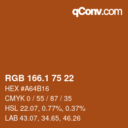 カラーコード: RGB 166.1 75 22 | qconv.com