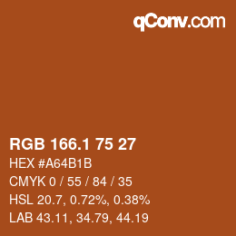 カラーコード: RGB 166.1 75 27 | qconv.com
