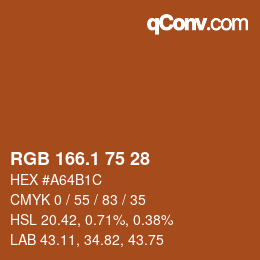 カラーコード: RGB 166.1 75 28 | qconv.com