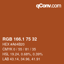 カラーコード: RGB 166.1 75 32 | qconv.com
