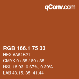 カラーコード: RGB 166.1 75 33 | qconv.com