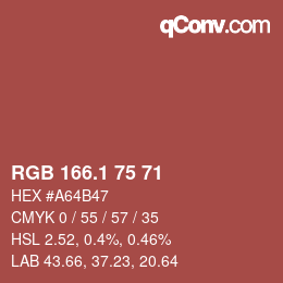 カラーコード: RGB 166.1 75 71 | qconv.com