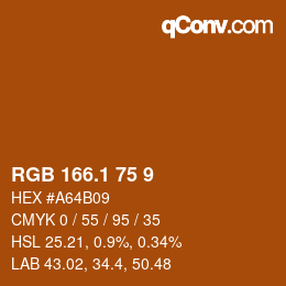 カラーコード: RGB 166.1 75 9 | qconv.com