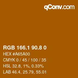 Código de color: RGB 166.1 90.8 0 | qconv.com