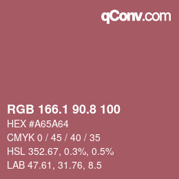 Color code: RGB 166.1 90.8 100 | qconv.com