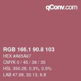 カラーコード: RGB 166.1 90.8 103 | qconv.com