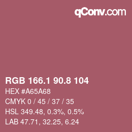 カラーコード: RGB 166.1 90.8 104 | qconv.com