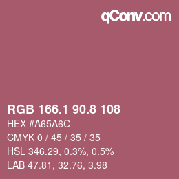 カラーコード: RGB 166.1 90.8 108 | qconv.com