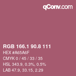 カラーコード: RGB 166.1 90.8 111 | qconv.com