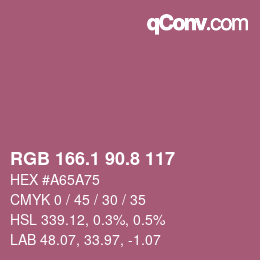 カラーコード: RGB 166.1 90.8 117 | qconv.com