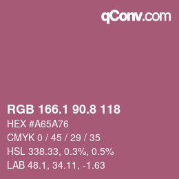 カラーコード: RGB 166.1 90.8 118 | qconv.com