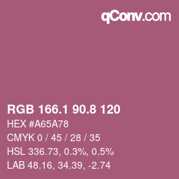 カラーコード: RGB 166.1 90.8 120 | qconv.com