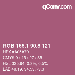 カラーコード: RGB 166.1 90.8 121 | qconv.com
