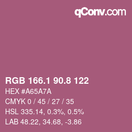 カラーコード: RGB 166.1 90.8 122 | qconv.com