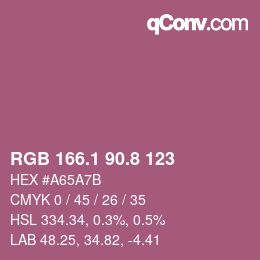 カラーコード: RGB 166.1 90.8 123 | qconv.com