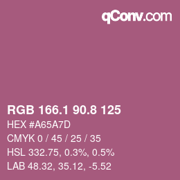 カラーコード: RGB 166.1 90.8 125 | qconv.com