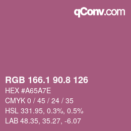 カラーコード: RGB 166.1 90.8 126 | qconv.com