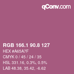 カラーコード: RGB 166.1 90.8 127 | qconv.com
