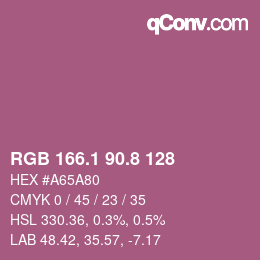 カラーコード: RGB 166.1 90.8 128 | qconv.com