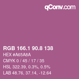 カラーコード: RGB 166.1 90.8 138 | qconv.com