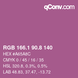 カラーコード: RGB 166.1 90.8 140 | qconv.com
