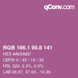 カラーコード: RGB 166.1 90.8 141 | qconv.com