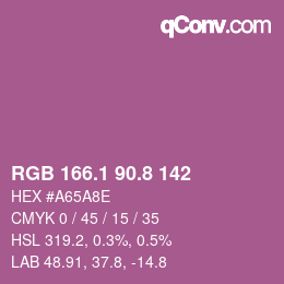 カラーコード: RGB 166.1 90.8 142 | qconv.com