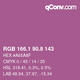 カラーコード: RGB 166.1 90.8 143 | qconv.com