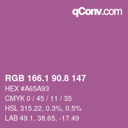 カラーコード: RGB 166.1 90.8 147 | qconv.com