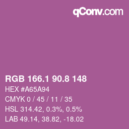 カラーコード: RGB 166.1 90.8 148 | qconv.com