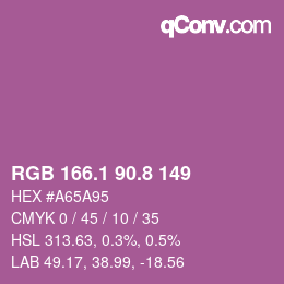 カラーコード: RGB 166.1 90.8 149 | qconv.com