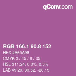 カラーコード: RGB 166.1 90.8 152 | qconv.com