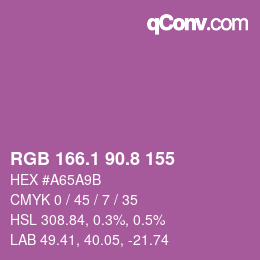 カラーコード: RGB 166.1 90.8 155 | qconv.com