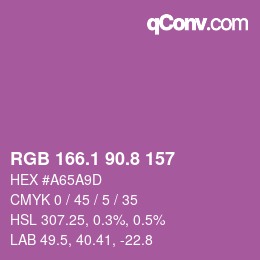 カラーコード: RGB 166.1 90.8 157 | qconv.com