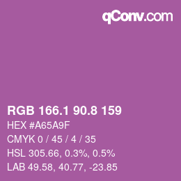 カラーコード: RGB 166.1 90.8 159 | qconv.com