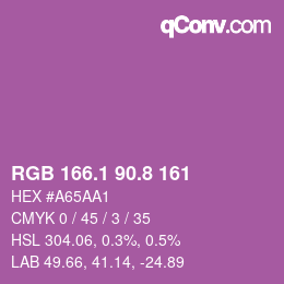カラーコード: RGB 166.1 90.8 161 | qconv.com