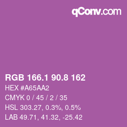 カラーコード: RGB 166.1 90.8 162 | qconv.com