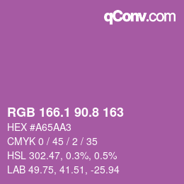 カラーコード: RGB 166.1 90.8 163 | qconv.com