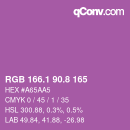 カラーコード: RGB 166.1 90.8 165 | qconv.com