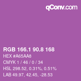 カラーコード: RGB 166.1 90.8 168 | qconv.com