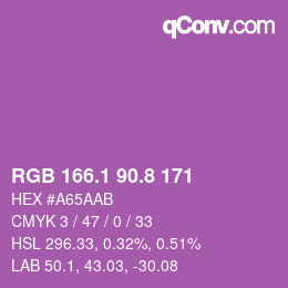 カラーコード: RGB 166.1 90.8 171 | qconv.com