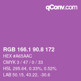 カラーコード: RGB 166.1 90.8 172 | qconv.com